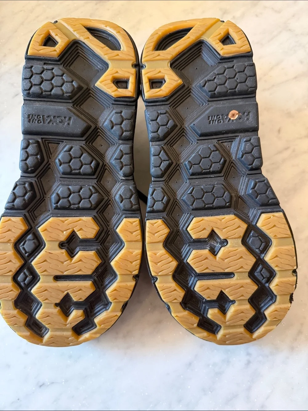HOKA Unisex Clifton L Leather Mesh Sneakers in Black / Gum Sole